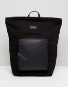 Sandqvist Misha Square Top Backpack With Leather Pocket - Black