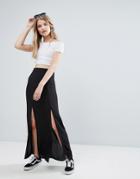 New Look Split Front Maxi Skirt - Black