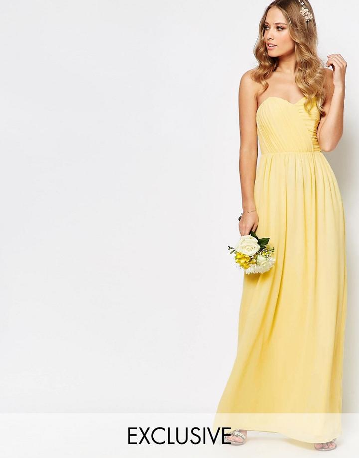 Tfnc Wedding Bandeau Chiffon Maxi Dress - Pastel Lemon