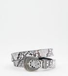 Glamorous Exclusive Waist And Hip Jeans Belt In Mono Snake With Silver Western Buckle-multi