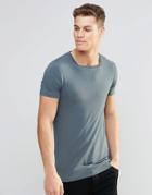 Asos Longline Muscle T-shirt With Square Neck In Slate - Murky