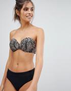 Vero Moda Leopard Molded Bandeau Bikini - Multi