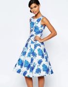 Asos Blue Rose Folded Midi Prom Dress - Blue