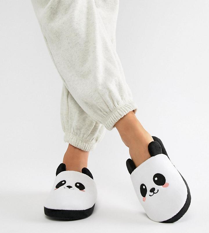 Asos Design Wide Fit Napoleon Panda Slippers - Multi