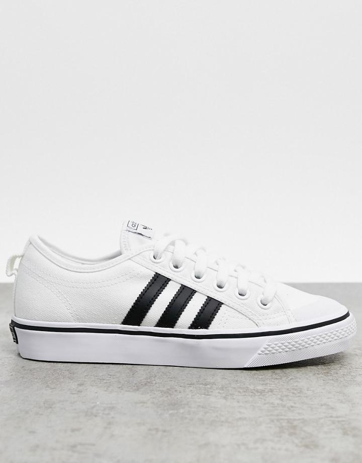 Adidas Originals Nizza Trainers In White And Black