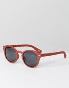 Asos Round Sunglasses In Matte Pink - Pink