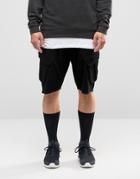 Asos Drop Cotch Cargo Shorts In Washed Black - Black