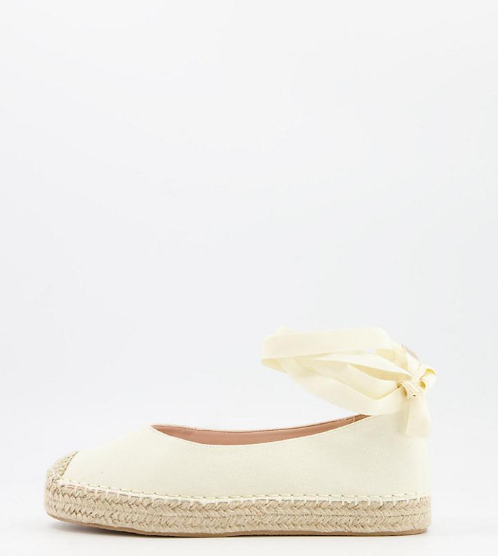 Glamorous Wide Fit Ankle Tie Espadrilles In Natural-neutral