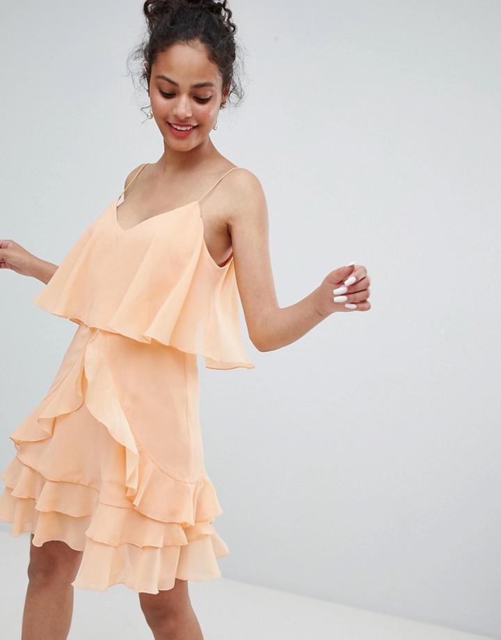 Asos Design Ruffle Layer Cami Mini Dress - Pink