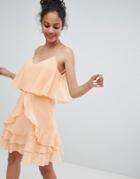 Asos Design Ruffle Layer Cami Mini Dress - Pink