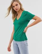 Warehouse V Neck Tee In Green - Green