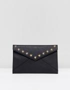 Yoki Envelope Clutch Bag With Star Studding - Black