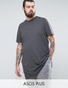 Asos Plus Super Longline T-shirt With Crew Neck - Gray