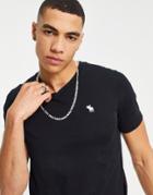 Abercombie & Fitch V Neck T-shirt In Black