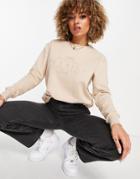 Threadbare Lola Embroidered Slogan Sweatshirt In Stone-neutral