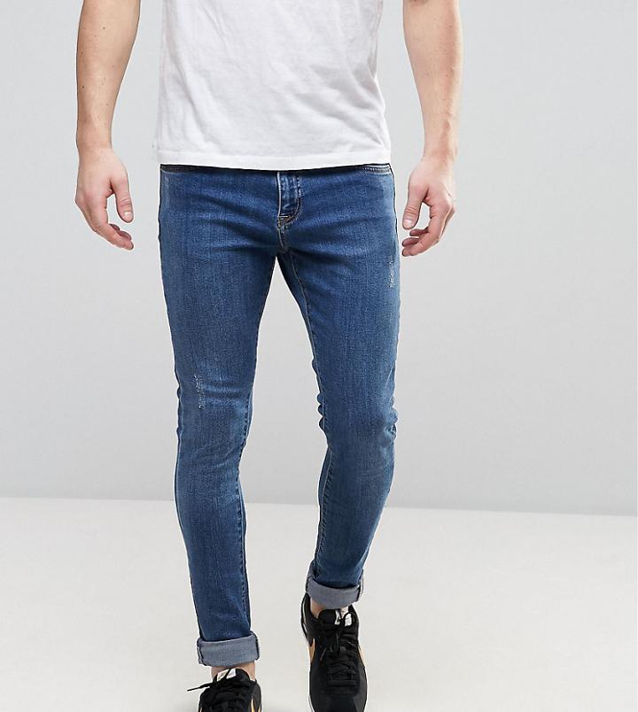 Brooklyn Supply Co Stonewash Dyker Jeans In Super Skinny Fit - Blue