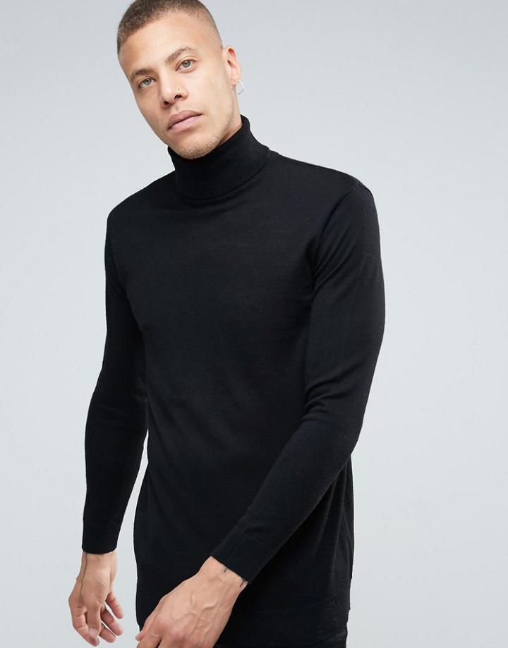 Weekday Connor Roll Neck Sweater Merino Knit - Red