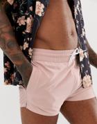 Asos Design Swim Shorts In Pink Super Short Length