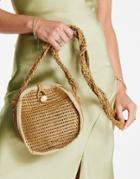 Nali Raffia Round Shoulder Bag In Natural-neutral