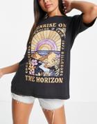 Billabong On The Horizon Oversized Beach T-shirt In Black