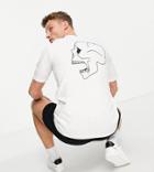 Selected Homme Organic Cotton Blend Oversized T-shirt With Skull Back Print In White Exclusive At Asos