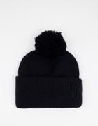 Svnx Knitted Bobble Beanie Hat In Black