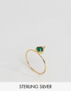 Asos Gold Plated Sterling Silver Birth Stone May Ring - Green