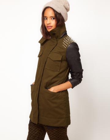Asos Studded Shoulder Military Jacket