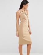 Forever Unique Aisha Midi Dress With Twisted Strap Detail - Tan