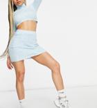 Asyou Cable Knit Mini Skirt Set In Blue-blues