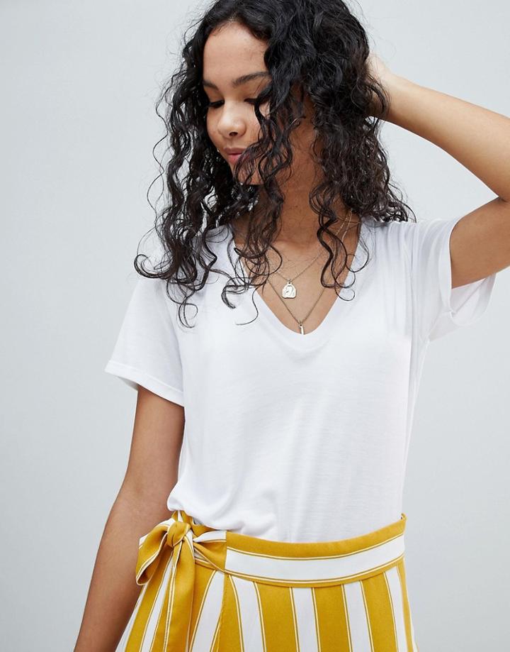 Miss Selfridge V Neck T Shirt - White