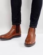 Asos Chelsea Boots With Heavy Sole In Tan Leather - Tan