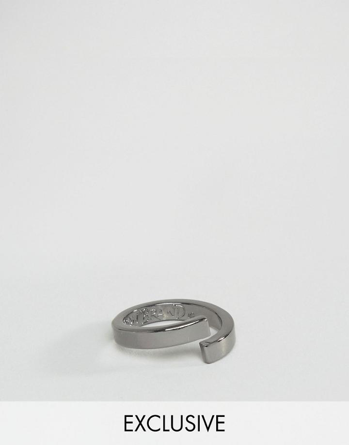 Icon Brand Wrap Ring In Gunmetal - Silver