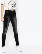 Cheap Monday High Spray Skinny Jeans With Distressing - Black