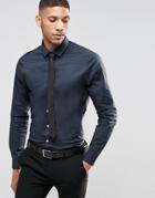 Asos Skinny Shirt In Charcoal With Long Sleeves And Black Tie Set Save 15% - Charcoal