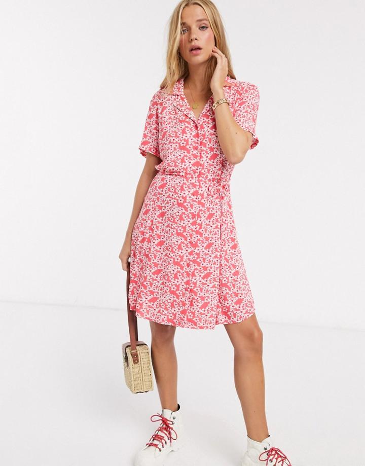 Jdy Mini Shirt Dress In Pink Floral-multi