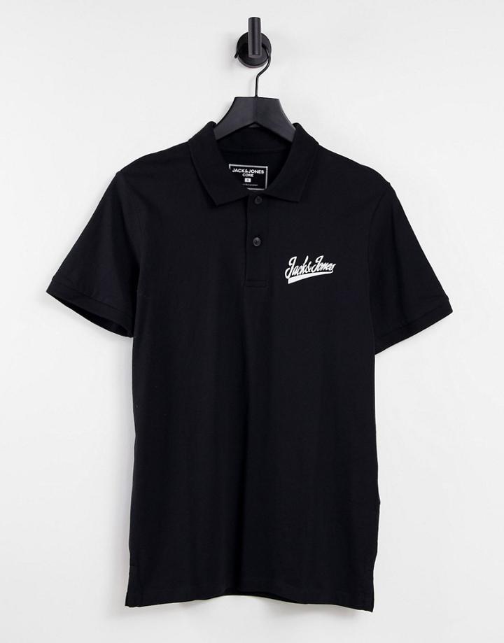 Jack & Jones Logo Polo In Black