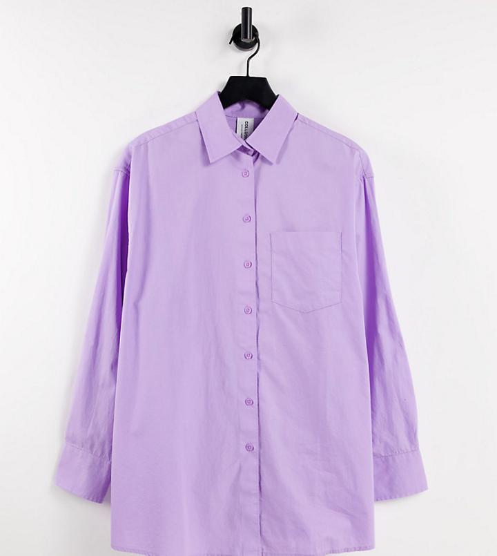 Collusion Cotton Oversized Shirt In Lilac - Purple