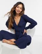 River Island Coordinating Off Shoulder Cozy Top In Dark Blue-blues
