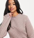 Threadbare Petite Quilted Sweater In Taupe - Part Of A Set-brown