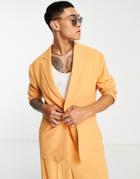 Asos Design Relaxed Oversized Soft Tailored Suit Jacket In Orange Crepe
