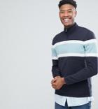 Asos Tall Half Zip Knitted Sweater In Navy - Navy