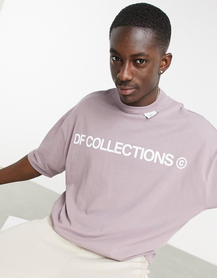 Asos Dark Future Oversized Heavyweight T-shirt In Purple With Logo Detail
