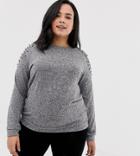 Junarose Embellished Shoulder Sweater - Gray