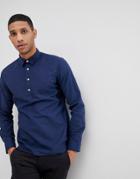 Selected Homme Half Placket Regular Fit Linen Shirt - Navy