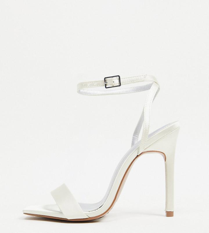 Asos Design Wide Fit Nala Barely There Heeled Sandals In Ivory-white