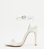 Asos Design Wide Fit Nala Barely There Heeled Sandals In Ivory-white