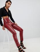 Lasula High Waist Trouser In Red Snake Print - Multi