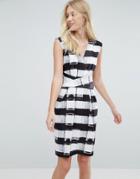 Liquorish Stripe Midi Pencil Dress - Black