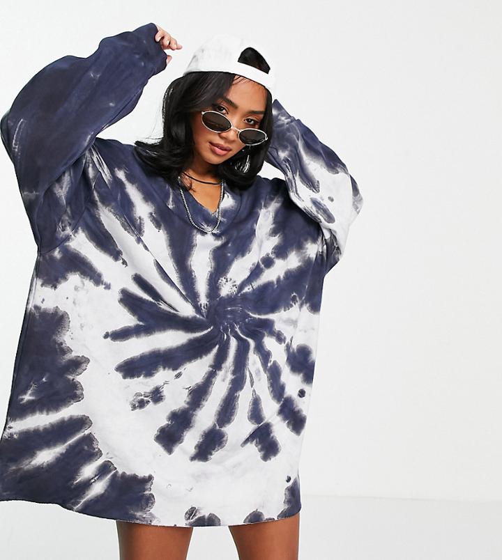 Topshop Petite Tie Dye Sweat Dress-multi
